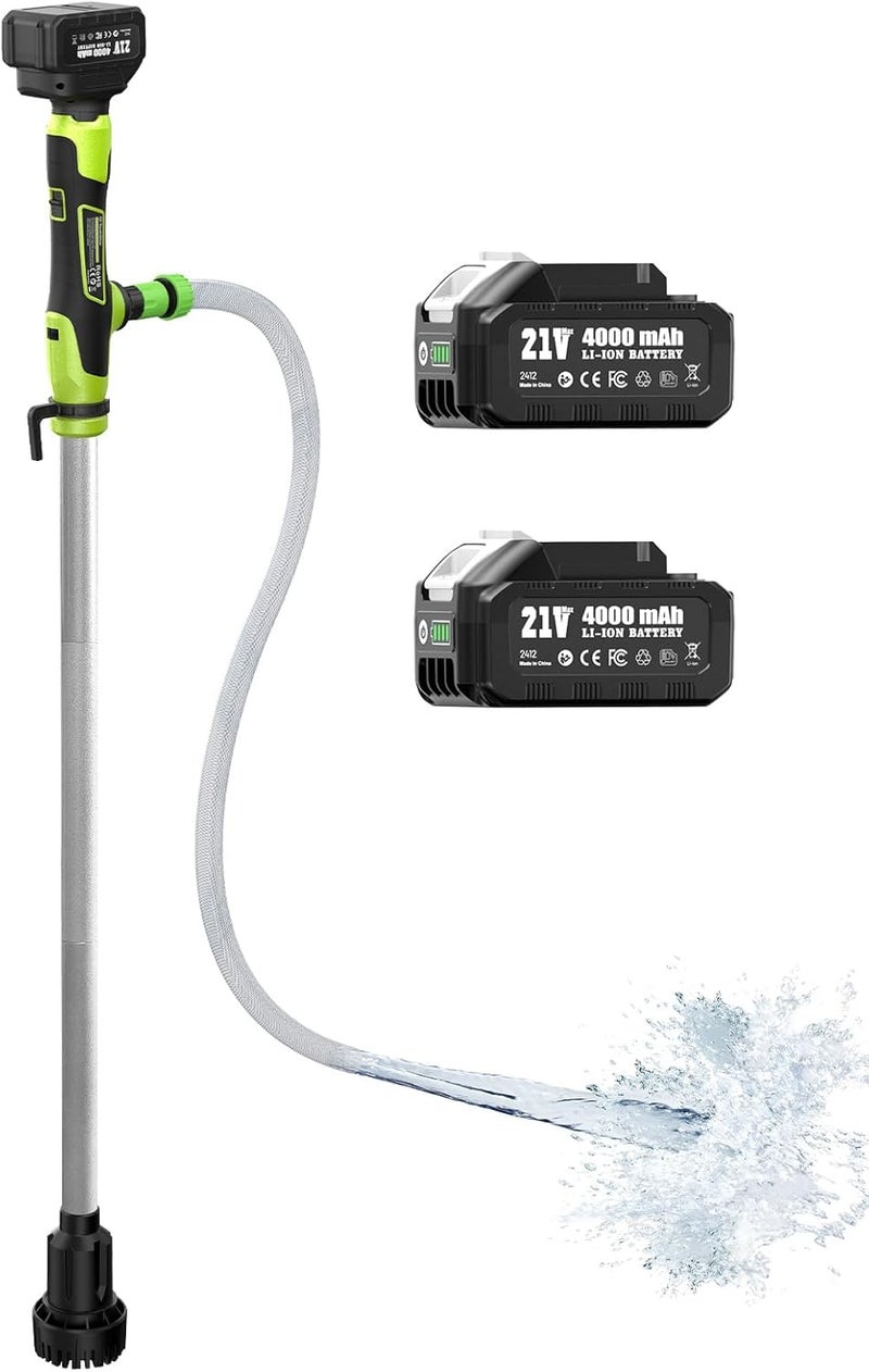 TaskStar Cordless Stick Water Transfer Pump, Portable Battery Powered Sump Pump with 2PCS 4000mAh Rechargeable Batteries, 720GPH, 32FT Lift for Pool/Garden/Pond/Boat/RV/Rain Barrels/Outdoor Draining - Image 1